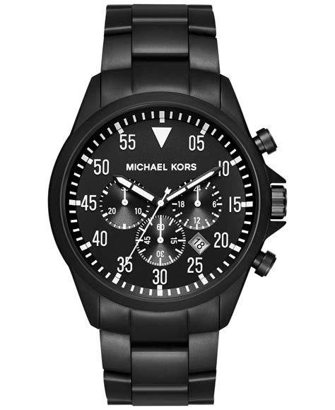 michael kors black ion chronograph mens watch|Michael Kors matte black watch.